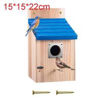 Wooden Birdhouse Outdoor Hanging Bird Cage With Perch For Garden Birds mėlyna