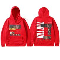 Classic Vintage Action Movie Kill Bill Double Sided Print Hoodie Quentin Tarantino Hoodies Men Women Sweatshirt 3XL red