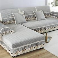Europa prabangūs sofos užvalkalai svetainei, segmentiniai pliušiniai užvalkalai nėrinių dekoro kampiniai sofos užvalkalai rankšluosčiai namų baldų apsaugai cushion cover 45x45 gray