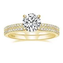 1,25 CT 925 svarų sterlingų sidabro sužadėtuvių žiedai moterims, rinkiniai, apvalūs kubiniai cirkoniai, sužadėtuvių žiedai, pažadų vestuviniai žiedai, prabangūs papuošalai 11 beige