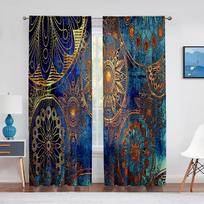 Mandala Bohemiškos Boho Žalios Mėlynos Tiulio Užuolaidos Svetainei Miegamajam Virtuvei Šifono Plonos Užuolaidos Langų Apdaila Dekoras 1 PCS W100XH250cm&Rod Pocket gray