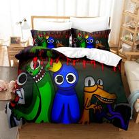 R-Rainbow Friends patalynės komplektai 3D vaikams antklodės užvalkalų komplektas su pagalvės užvalkalu Viengulei, pilno dydžio, Queen, King lovai, patalynė berniukams, mergaitėms 70x133cm 2pcs black