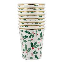 Iš popieriaus vienkartiniai puodeliai 8 vnt. Holly Pattern – Meri Meri