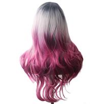 WoodFestival sintetiniai plaukai Cosplay pilkas perukas Ilgi perukai moterims Blondinė rožinė raudona juoda ir balta žalia ruda mėlyna violetinė spalva 28inches pink