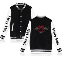 Stray Kids Kpop Spaudas Vyrams Moterims Hip Hop Švarkas Paltas Džemperiai Džemperis Beisbolo Uniforma Gatvės Mada Berniukams Mergaitėms Kardiganas Viršūnės Drabužiai M gray