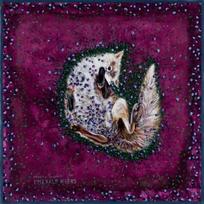 EMERALD RIVERS didelė šilko skara Butterflies Within Deep Berry Burgundy 100 × 100 cm