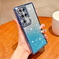 Blizgantis dėklas Samsung Galaxy S25 Edge S23 Ultra S24 FE A56 A36 A26 A16 A55 A35 A25 A15 A54 A34 A14 dangtelis iPhone 16 15 Pro Max 14 Plus 13 12 Samsung Galaxy S25Ultra mėlyna