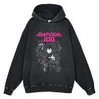 Anime Mob Psycho 100 Kageyama Shigeo Ekubo Grafinis su gobtuvu Vyrams Moterims Skalbti Džemperiai su gobtuvu Harajuku Unisex Medvilninis Palaidinės Viršutiniai drabužiai XL black