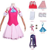 Japoniški Anime Oshi No Ko Merginos Hoshino Ai Cosplay Kostiumas Karnavalo Derliaus Rožinė Lolitos Suknelė Rubii Akvamarino Mokyklos Uniforma Perukas Adult XS pink