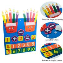 Kids Montessori Toys Felt Board Finger Numbers Counting Toy Learn Calculate Math Toy for Kids Kindergarten Learning Activities blue