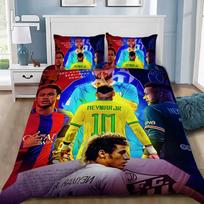 Aukštos raiškos spausdinimo Futbolo žvaigždės Neymars antklodės užvalkalas Futbolo žvaigždės Neymars patalynės komplektas pagalvės užvalkalas Viengulis Dvigulis Didelis dydis EU Single(135*200cm)3pcs blue