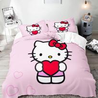 Hello Kitty paklodžių užvalkalų komplektas Lovos patalynė Antklodžių komplektai Karališko dydžio 3D Vaikų lovos patalynės komplektas AU Single(140*210cm)3pcs black