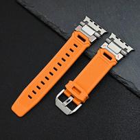 Rubber Band for Apple Watch Ultra 3 2 49mm Series 11 10 9 8 7 se 6 Titanium Orange Silicone Strap for iWatch 49mm 45mm 46mm 44mm 49mm black