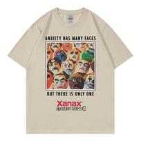 Nerimas turi daug veidų, bet yra tik vienas juokingas grafinis marškinėlis Harajuku Y2k didelio dydžio marškinėliai Unisex gotikinės mados marškinėlis M beige
