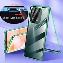360 Metalinis magnetinis dėklas skirtas XiaoMi Mi 11 14 Ultra 13T 11 14T 15 Pro 14 Civi Dvigubo šoninio stiklo permatomas užsegamas telefono dėklas For XiaoMi Mi 14 žalia