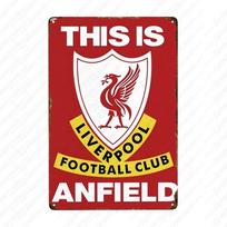Vintažinis metalinis ženklas Liverpool Kavinė Baras Naktinis Klubas Logotipas 20x30 cm brown