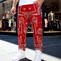 Vyriškos Bandana Paisley rašto krovininės kelnės Laisvi Džogeriai su raišteliu ir daug kišenių Streetwear Kelnės XXL red