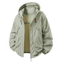 Men'S Lightweight Summer Outdoor Jacket with Large Zippered Pockets - Breathable, Quick-Drying,Spring And Summer Coat  Hooded Design Zippered Jacket XL žalia