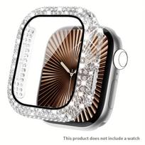 Cirkonų Bling dėklas + Grūdintas stiklas Apple Watch Series 11 10 9 8 7 SE, 46 42 45 41 44 40 38mm Series11 10 )46mm skaidri