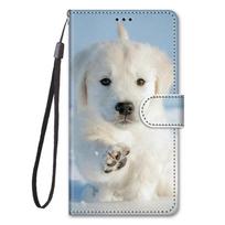 Piniginės tipo dėklas-stovas Funda Samsung Galaxy A17 5G dėklui ant Coque Samsung A17 5G SM-A176B, su nupieštu gyvūno (katės) paveikslėliu, telefono dėklas Samsung A17 5G white