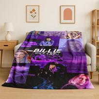 3D Billie Eilish Dainininkė Žvaigždė Flanelinis pledas Minkštas Šiltas Pledas Miegamajam Svetainei Lovai Kelionėms Stovyklavimui Iškylai Dovana 75x90cm purple