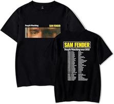 Sam Fender Merch People Watching Tour 2026 Marškinėliai Su Spausdinta Grafika Atsitiktiniai Laisvo Kirpimo Šventiniai Viršutiniai Drabužiai S black