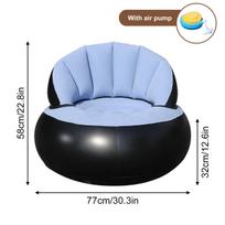 1Pc Thickened Pvc Inflatable Sofa Ergonomic Design For Comfortable Seating Experience, Foldable Flocking Garden Sofa