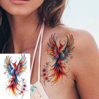 1 lapas Fenixo, Saulėgrąžos, Pusmėnulio Gėlės Laikinos Tatuiruotės Moterims ant Rankų, Netikri Tatuiruočių Lipdukai Ilgai Išlaikantys Realistiški Tatuiruotės China Mainland
