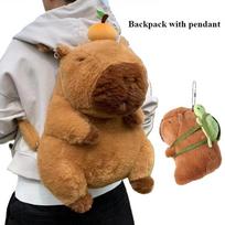 Kapibaros pliušinis kuprinė Kawaii mados pliušinė lėlė Kailinis pakabukas Vaikų peties krepšys Mini kuprinė Krepšiai Dovana merginai One size brown