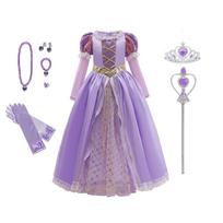 Mergaitė Rapunzel Violetinė Suknelė Pasakų Pasaulis Cosplay Kostiumas Helovinas Kalėdos Karnavalas Gimtadienio Šventė Cosplay Drabužiai 2-10 Metų 120 gray