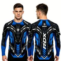 Long-Sleeve Compression Shirt for MMA Boxing Training, Quick-Dry & Breathable Fight Gear 4XL blue