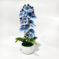 Rožinė dirbtinė orchidėja vazone su baltu vazonu Dirbtiniai netikri augalai Namų dekoras Style 11