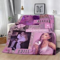 Ariana Grande spausdinta pledinė antklodė Minkšta šilta Puikiai tinka namams kelionėms iškyloms ir dovanoms Size: 75*100cm, Weight: 230 GSM gray