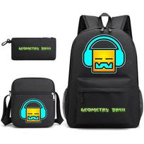 Geometrinė Geometrija brūkšnelis Trys dalys Mokyklinė kuprinė Berniukų ir mergaičių studentų Kampuso pieštukinė Drobės krepšys three-piece set (backpack + satchel + pencil case)