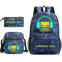 Geometrinė Geometrija brūkšnelis Trys dalys Mokyklinė kuprinė Berniukų ir mergaičių studentų Kampuso pieštukinė Drobės krepšys three-piece set (backpack + satchel + pencil case)