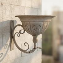 Sieninis vazonas su sendintu raižytu laikikliu, atsparus oro sąlygoms, prie sienos tvirtinamas gėlių vazonas skirtas 25w522 gray