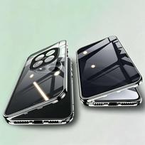 Apsaugantis nuo šnipinėjimo dėklas, skirtas Redmi Note 14 15 Pro Pro+ 5G, Dvipusis grūdintas stiklas, Metalinis rėmelis su objektyvo apsauga, Telefono apsaugos for Redmi Note 14 Pro+ juoda