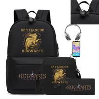 Vaizdo žaidimų periferija Hogwarts Legacy Spausdintas mokyklos krepšys 3 dalių Atsitiktinis peties krepšys Kuprinė USB Shoulder bag + pencil case