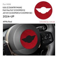 Premium Suede Steering Wheel Center Cover Trim for MINI Cooper S F65 F66 F67 Countryman U25 Electric E SE J01 EV Aceman J05 2024-2025 4996 red / for F65 F66 F67 gray