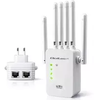 Qoltec WiFi 5 Signal Booster | Repeater | Access Point | AC1200 | 6 antennas | 2x RJ45 | 128MB