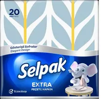 SELPAK Napkins Deluxe, 30x30cm, 3-ply, 4 designs, 20pcs