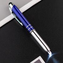 3-in-1 Metalinis šviečiantis rašiklis su LED šviesa ir lietimui jautriu rašikliu biuro ir mokyklos reikmenims mėlyna