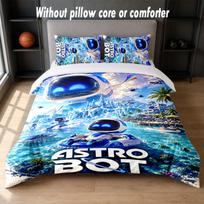 Astro Bot Design Bed Bedding Set 1 Duvet Cover + 2 Pillowcases Soft Breathable Household Bed Linens 135cm*200cm white