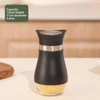 Modern Kitchen Spice Jar Set With Glass And Stainless Steel For Home Cooking And Bbq Black