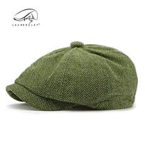Kepurė, britiška retro aštuonkampė kepurė vyriška moteriška rudens kepuraitė beretas laisvalaikio newsboy kepurė Elastic band about 56-60cm žalia