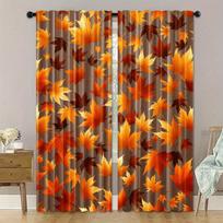 2 vnt., Rudens klevo lapų rašto langų užuolaidos, Sezoninė Padėkos dienos namų langų dekoracija svetainei, miegamajam, patalpoms 60x150cmx2&Rod pocket &2 panels orange