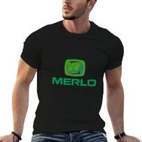 Merlo logotipas marškinėliai Klasikinis grafinis trumpomis rankovėmis viršus L black