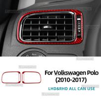 Car Center Console Air Outlet For Volkswagen Polo 2010 2011 2012 2013 2014 MK5 6R 6C Real Soft Carbon Fiber Trim Red Carbon