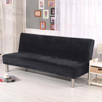 Pliušinis sulankstomas sofos lovos užvalkalas Velvet Storas Slipcover Dėklas berankei sofos lova paklodė Kušetės užvalkalas Elastingas Futon užvalkalas žiemai S Size juoda