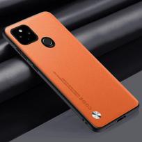 Prabangus PU odinis dėklas, skirtas Google Pixel 5 5A 4A 5G galinis dangtelis silikono apsauginis telefono dėklas, skirtas Google Pixel 4A 4G Pixel5 Coque For Pixel 5 oranžinė